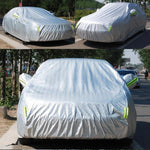 Pellicola in alluminio PEVA Lana di cotone Antipolvere Impermeabile Resistente al sole Antigelo Antigraffio Dissipazione del calore Copriauto SUV con strisce di avvertenza, Adatto per auto fino a 4,8 m (187 pollici) di lunghezza                        ...