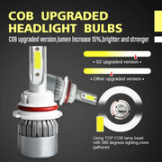 2 pezzi 9004 18W 1800LM 6000K impermeabile IP68 faro LED per auto con 2 lampade LED COB, DC 9-36V, 9004