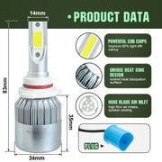2 fari LED per auto 9005 18W 1800LM 6000K IP68 impermeabili con 2 lampade LED COB, DC 9-36V, 9005