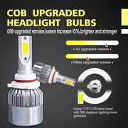 2 fari LED per auto C9 9006 18W 1800LM 6000K impermeabili IP68 con 2 lampade LED COB, DC 9-36V, 9006