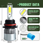 2 pezzi 9007 18W 1800LM 6000K impermeabile IP68 faro LED per auto con 2 lampade LED COB, DC 9-36V, 9007