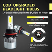 2 pezzi 9007 18W 1800LM 6000K impermeabile IP68 faro LED per auto con 2 lampade LED COB, DC 9-36V, 9007