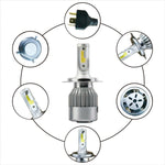 2 fari LED per auto H4 18W 1800LM 6000K IP68 impermeabili con 2 lampade LED COB, DC 9-36V, H4