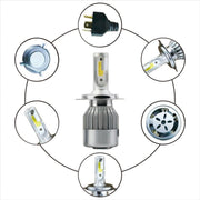 2 fari LED per auto H4 18W 1800LM 6000K IP68 impermeabili con 2 lampade LED COB, DC 9-36V, H4