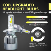 2 fari LED per auto H4 18W 1800LM 6000K IP68 impermeabili con 2 lampade LED COB, DC 9-36V, H4