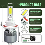 2 fari H13 18W 1800LM 6000K impermeabili IP68 per auto per auto con 2 lampade LED COB, DC 9-36V, H13