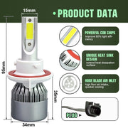 2 fari H13 18W 1800LM 6000K impermeabili IP68 per auto per auto con 2 lampade LED COB, DC 9-36V, H13