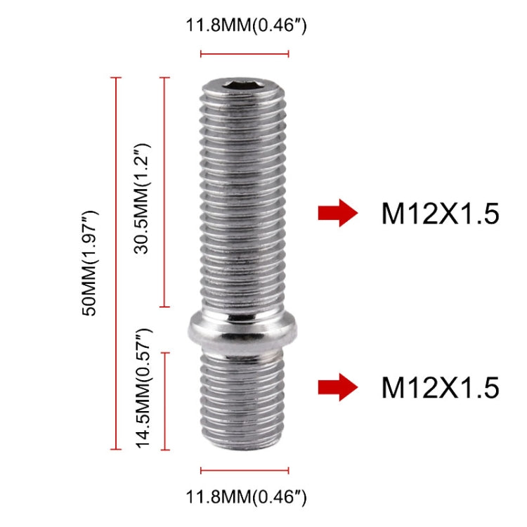 20 PZ 5 cm Modifica Auto Universale Ruote Estese Conversione Perno M12x1.5 a M12x1.5 Adattatore A Vite LN032 LN033 LN044, 5cm M12x1.5 to M12x1.5