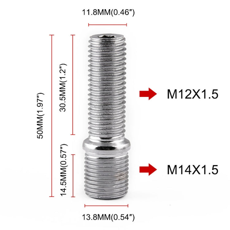 20 PZ 5 cm Modifica Auto Universale Ruote Estese Conversione Perno M14x1.5 a M12x1.5 Adattatore A Vite LN032 LN033 LN044, 5cm M14x1.5 to M12x1.5