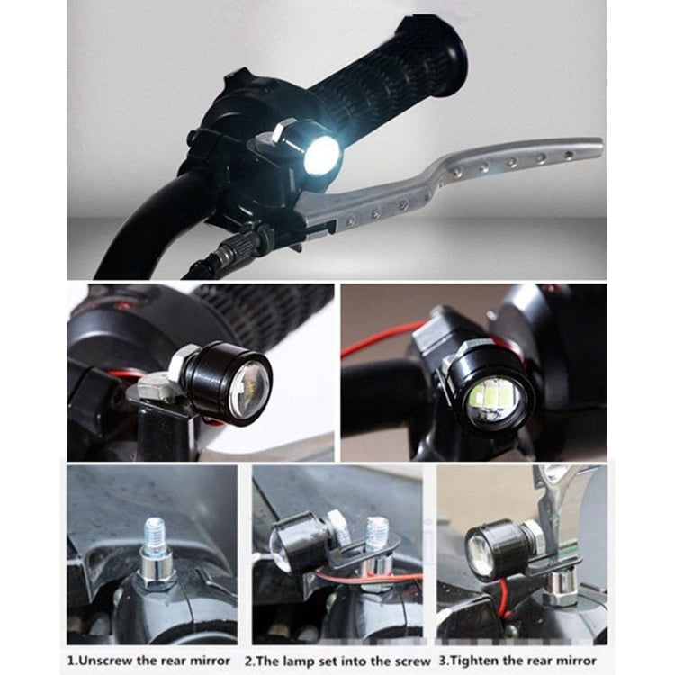 2 luci LED Eagle Eyes 12V 3W per moto, lunghezza cavo: 45 cm, Wire Length: 45cm