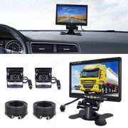 F0505 Monitor per specchietto retrovisore per auto con doppia fotocamera HD da 7 pollici, con cavo da 2 x 10 m, Dual Camera