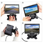F0505 Monitor per specchietto retrovisore per auto con doppia fotocamera HD da 7 pollici, con cavo da 2 x 10 m, Dual Camera