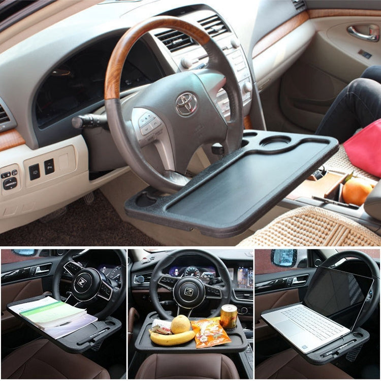 Volante per auto multifunzione, scheda per computer, scatola da tavolo, vassoio per auto, scrivania per computer desktop, tavolo per computer portatile, tavolo da pranzo, mensola, scrivania, accessori per auto, Multi-function Black, Multi-function Grey