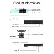 G705 Registratore per auto con specchietto retrovisore LCD touch screen da 5 pollici con fotocamera separata, visione grandangolare da 170 gradi, supporto video loop/rilevamento movimento/sensore G/scheda TF, G705