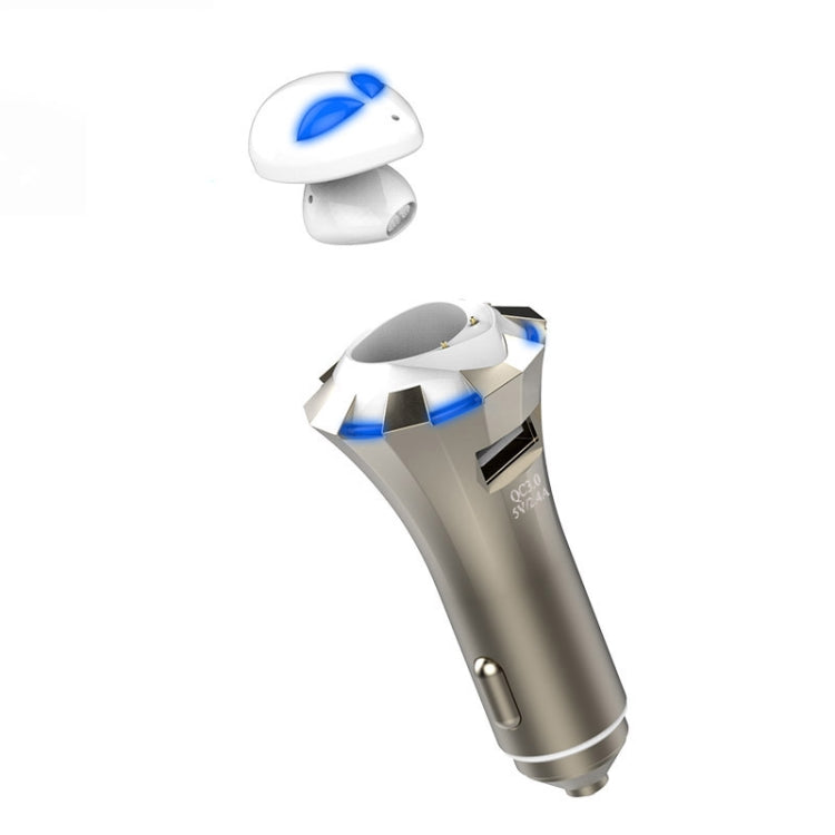 Auricolare Bluetooth A8 3 in 1, martello di sicurezza e caricabatteria per auto, supporto per chiamate in vivavoce e funzione di caricatore rapido USB, A8