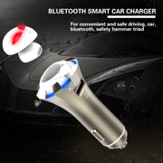 Auricolare Bluetooth A8 3 in 1, martello di sicurezza e caricabatteria per auto, supporto per chiamate in vivavoce e funzione di caricatore rapido USB, A8