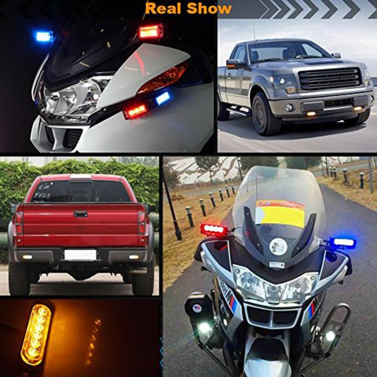 DC 12V-24V 2W 6LED SMD-2835 Lampade 17 modelli di flash 3 linee Lampada flash per auto Lampada per auto impermeabile Camion Emergenza Stroboscopica Flash Avvertimento, Lunghezza cavo: 90 cm, 6LEDs