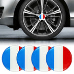 4 adesivi decorativi per mozzo ruota in metallo con motivo bandiera francese per auto, diametro: 5,8 cm, France Flag