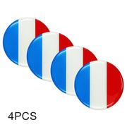 4 adesivi decorativi per mozzo ruota in metallo con motivo bandiera francese per auto, diametro: 5,8 cm, France Flag