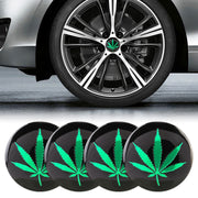 4 adesivi decorativi per mozzo ruota in metallo con motivo foglie verdi per auto, diametro: 5,8 cm, Green Leaves