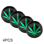 4 adesivi decorativi per mozzo ruota in metallo con motivo foglie verdi per auto, diametro: 5,8 cm, Green Leaves