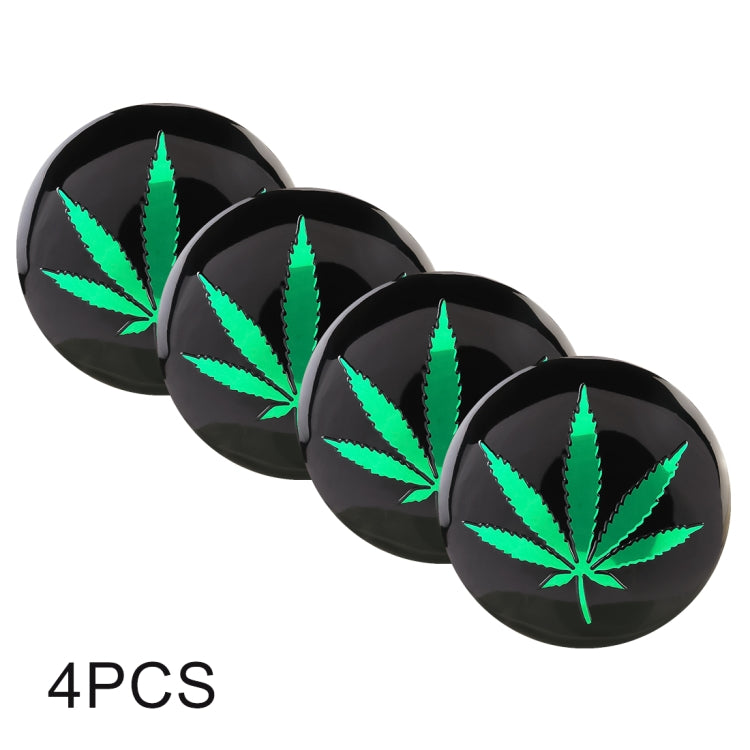 4 adesivi decorativi per mozzo ruota in metallo con motivo foglie verdi per auto, diametro: 5,8 cm, Green Leaves