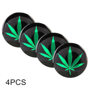 4 adesivi decorativi per mozzo ruota in metallo con motivo foglie verdi per auto, diametro: 5,8 cm, Green Leaves