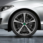 4 adesivi decorativi per mozzo ruota in metallo con motivo foglie verdi per auto, diametro: 5,8 cm, Green Leaves