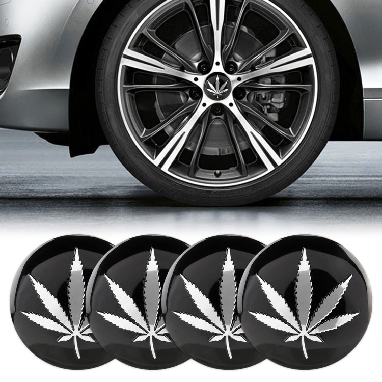Adesivo decorativo per mozzo ruota in metallo con motivo foglie argento da 4 pezzi, diametro: 5,8 cm, Silver Leaves