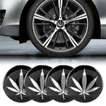 Adesivo decorativo per mozzo ruota in metallo con motivo foglie argento da 4 pezzi, diametro: 5,8 cm, Silver Leaves