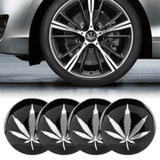 Adesivo decorativo per mozzo ruota in metallo con motivo foglie argento da 4 pezzi, diametro: 5,8 cm, Silver Leaves