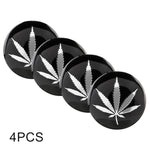 Adesivo decorativo per mozzo ruota in metallo con motivo foglie argento da 4 pezzi, diametro: 5,8 cm, Silver Leaves