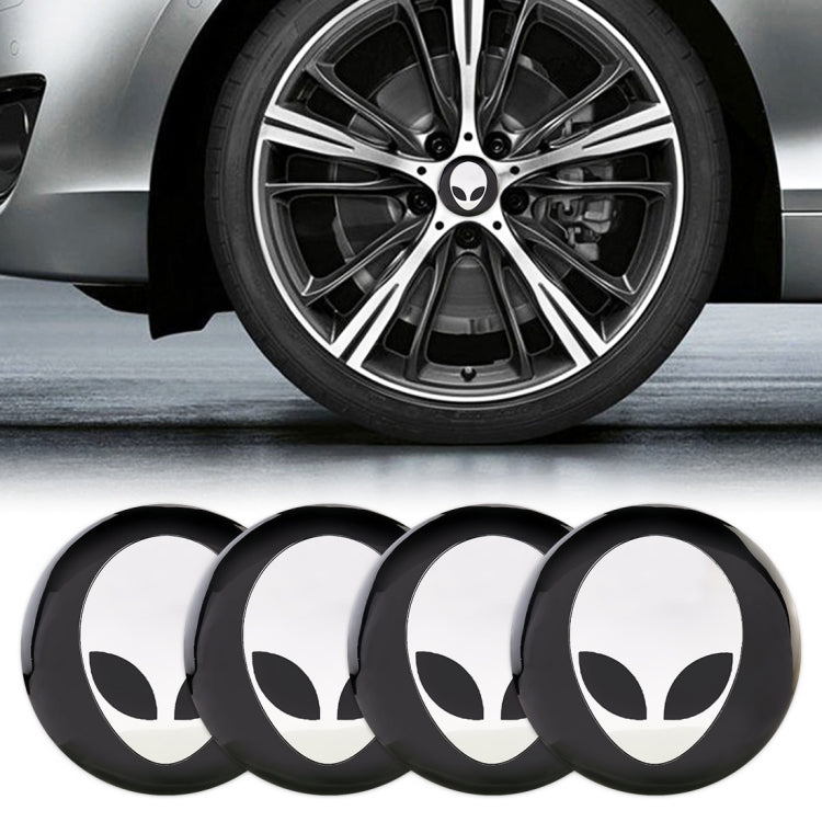 4 adesivi decorativi per mozzo ruota in metallo con motivo alieno per auto, diametro: 5,8 cm, Alien Pattern