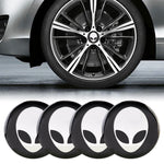 4 adesivi decorativi per mozzo ruota in metallo con motivo alieno per auto, diametro: 5,8 cm, Alien Pattern
