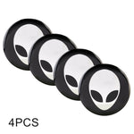 4 adesivi decorativi per mozzo ruota in metallo con motivo alieno per auto, diametro: 5,8 cm, Alien Pattern