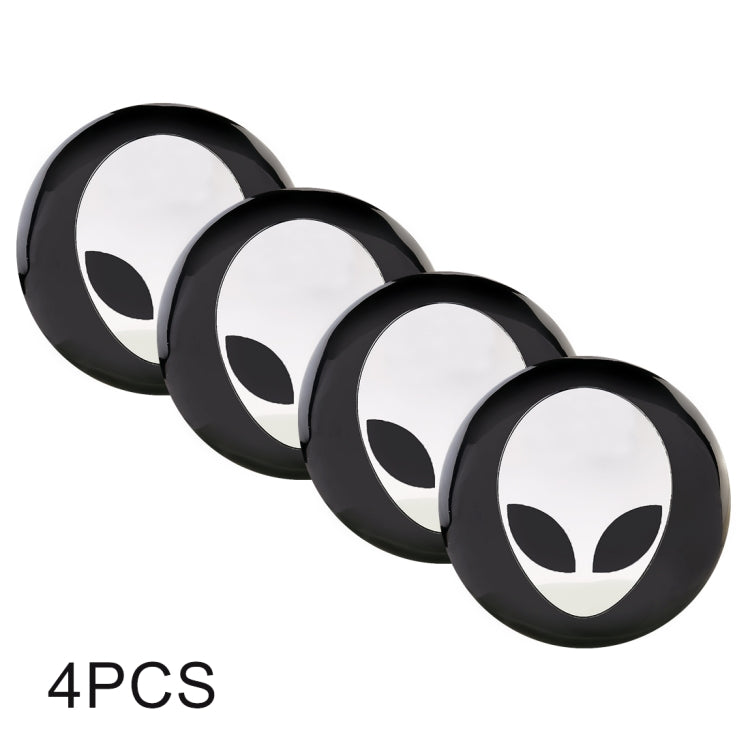 4 adesivi decorativi per mozzo ruota in metallo con motivo alieno per auto, diametro: 5,8 cm, Alien Pattern