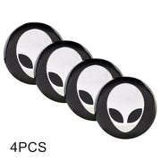 4 adesivi decorativi per mozzo ruota in metallo con motivo alieno per auto, diametro: 5,8 cm, Alien Pattern