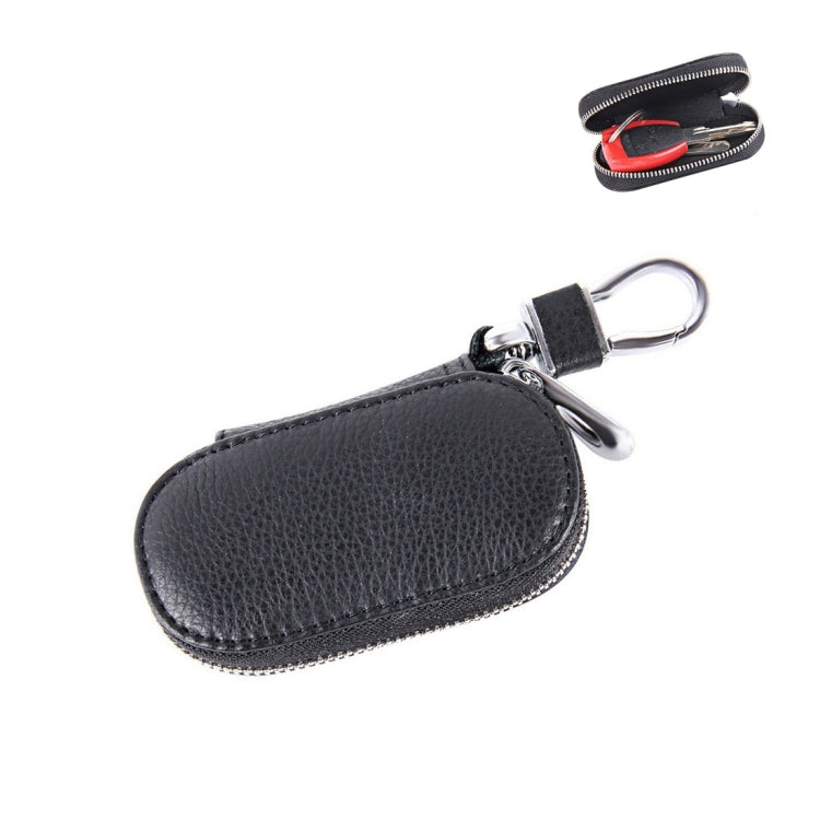 Borsa portachiavi universale in pura pelle di mucca con cerniera appesa alla vita (non include la chiave), Key Holder Bag Black