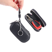 Borsa portachiavi universale in pura pelle di mucca con cerniera appesa alla vita (non include la chiave), Key Holder Bag Black