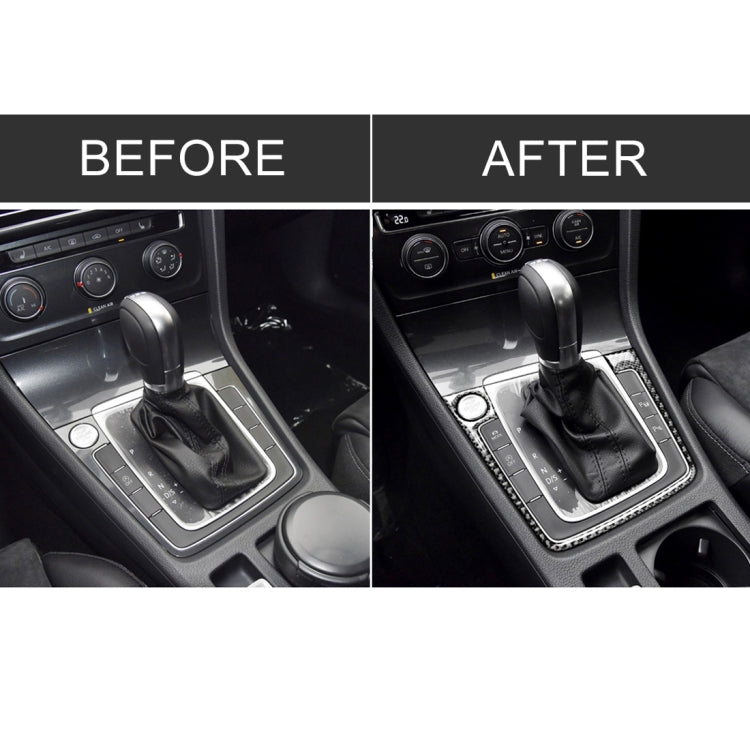 Adesivo decorativo per telaio del pannello di posizione del cambio in fibra di carbonio per auto per Volkswagen Golf 7 2013-2017, con foro e avvio e arresto, guida a sinistra, Gear Position Panel