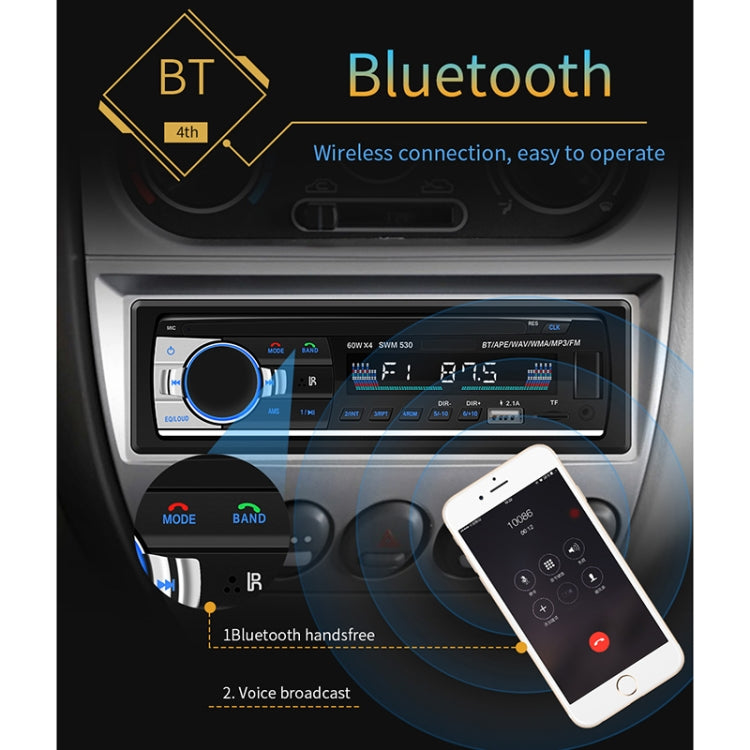 SWM-530 Caricabatterie universale per auto doppio USB 12V Ricevitore radio Lettore MP3, supporto FM e Bluetooth con telecomando, SWM-530