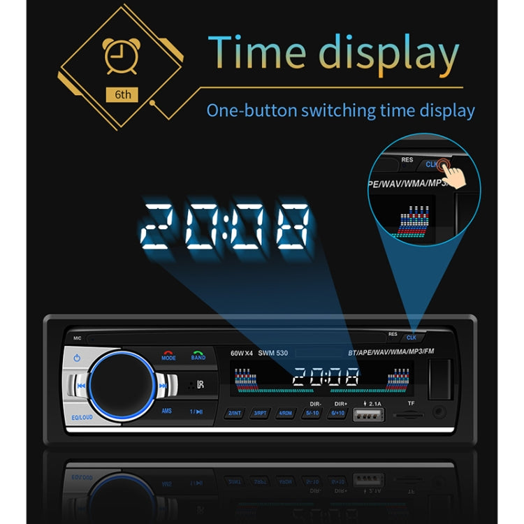 SWM-530 Caricabatterie universale per auto doppio USB 12V Ricevitore radio Lettore MP3, supporto FM e Bluetooth con telecomando, SWM-530