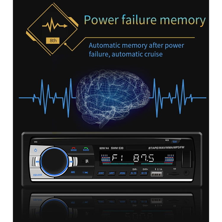 SWM-530 Caricabatterie universale per auto doppio USB 12V Ricevitore radio Lettore MP3, supporto FM e Bluetooth con telecomando, SWM-530