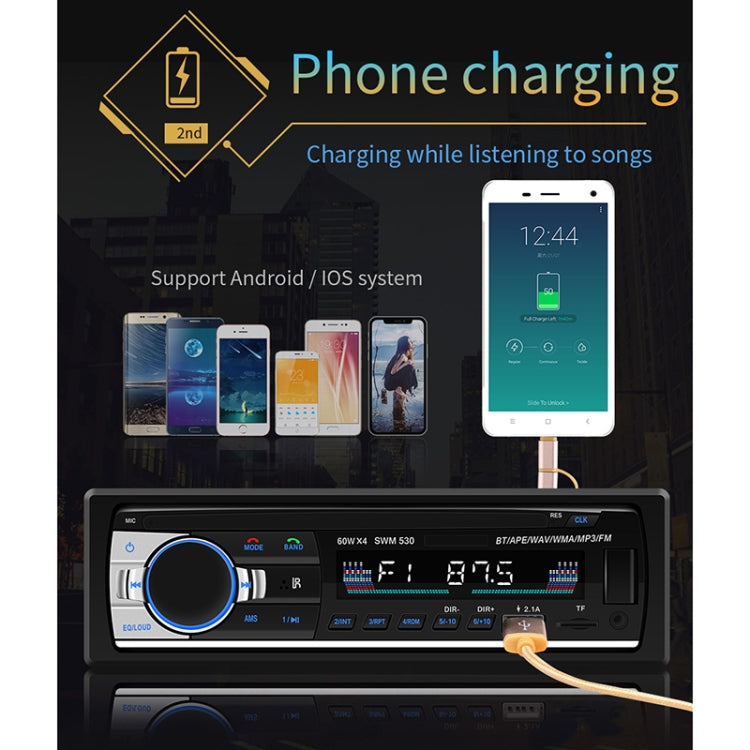 SWM-530 Caricabatterie universale per auto doppio USB 12V Ricevitore radio Lettore MP3, supporto FM e Bluetooth con telecomando, SWM-530
