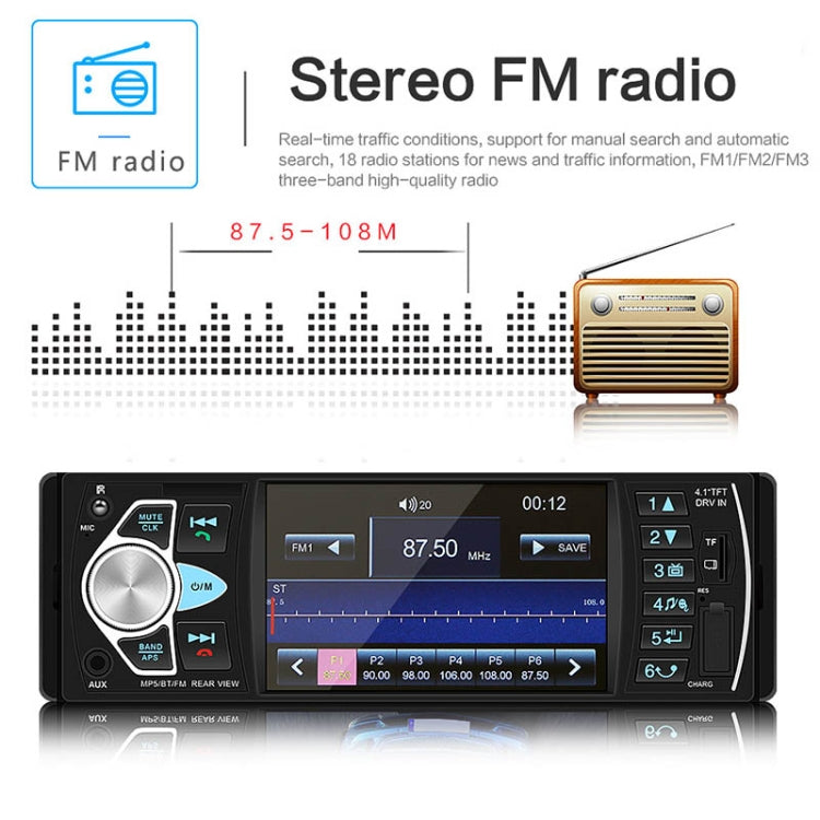 SWM-4022D Ricevitore radio universale per auto HD da 4,1 pollici 12V Lettore MP5, supporto FM e Bluetooth e scheda TF con telecomando, SWM-4022D