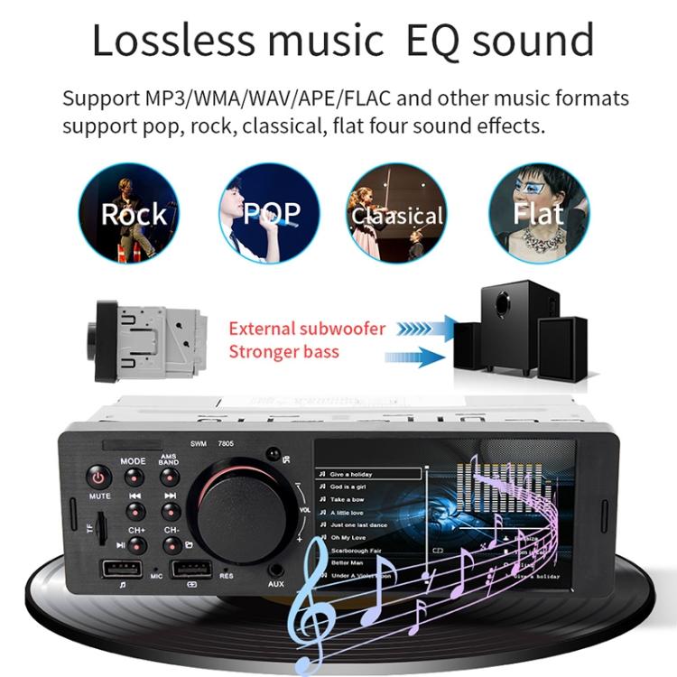 7805 Ricevitore autoradio universale da 4,1 pollici Lettore MP5, supporto FM, Bluetooth e scheda TF con telecomando, 7805