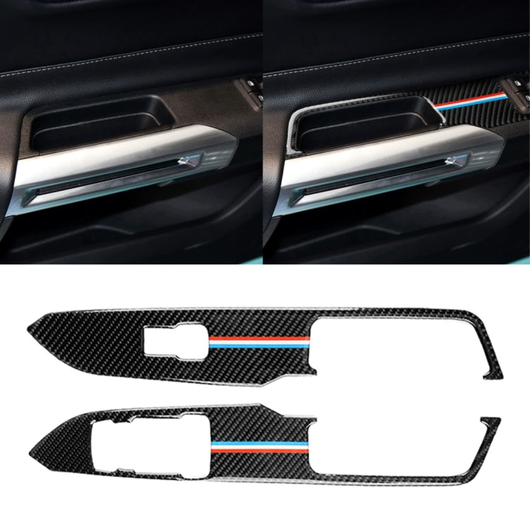 Adesivo decorativo per pannello alzacristalli in fibra di carbonio colore USA 2 pezzi per Ford Mustang 2015-2017, guida a sinistra, Window Lift Panel