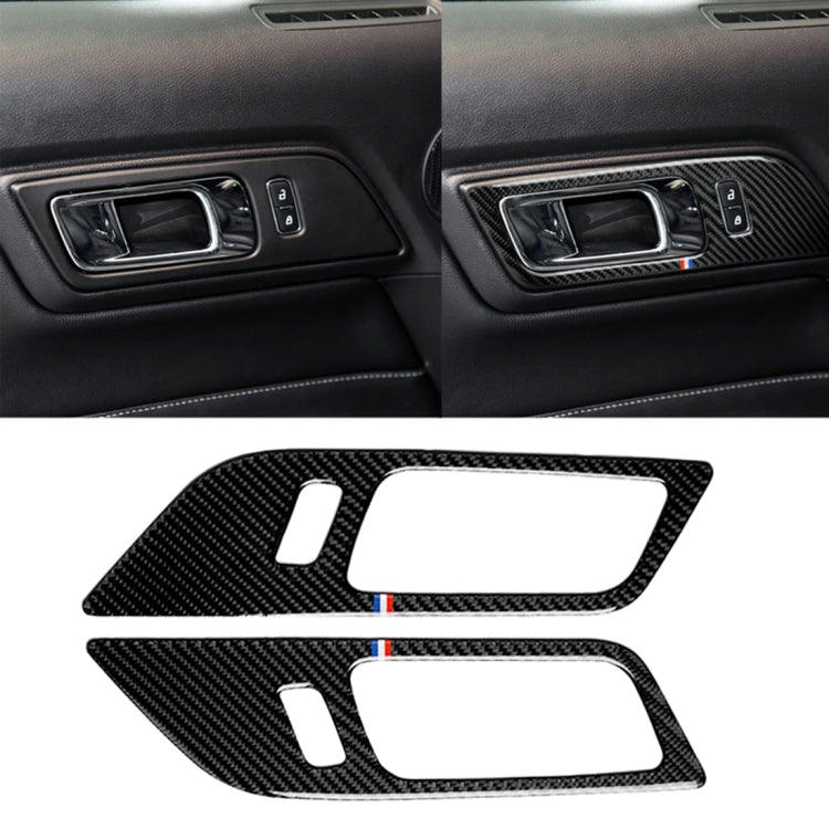 Adesivo decorativo per maniglie interne per porte in fibra di carbonio color USA da 2 pezzi per Ford Mustang 2015-2017, Door Inner Handles