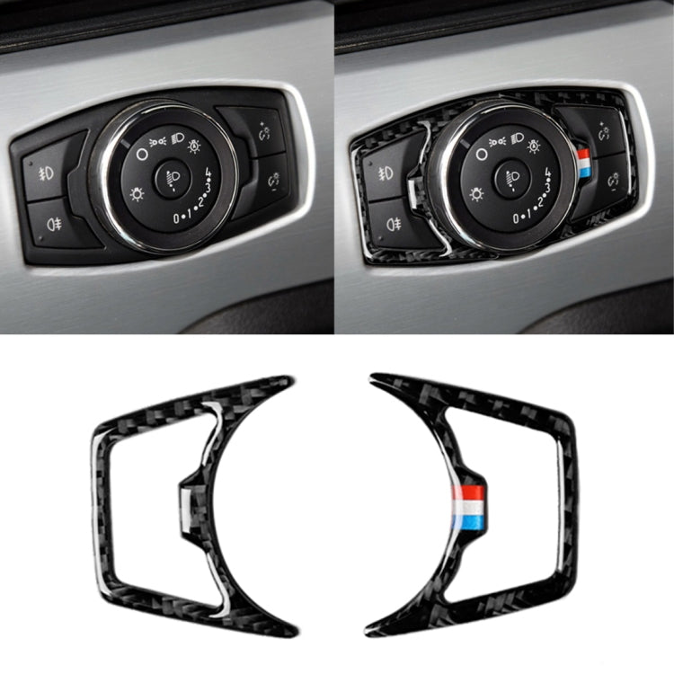 Adesivo decorativo per telaio faro in fibra di carbonio color USA da 2 pezzi per Ford Mustang 2015-2017, Headlight Frame