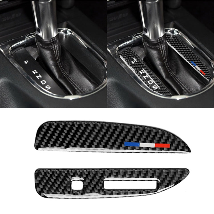 Adesivo decorativo per pannello cambio in fibra di carbonio colore USA da 2 pezzi per Ford Mustang 2015-2017, guida a sinistra, Gearshift Panel